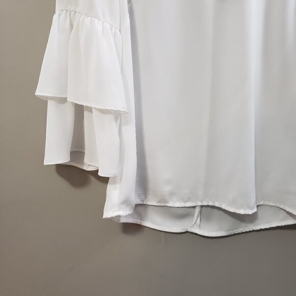 Lilly Morgan * Chiffon Ruffle Sleeve Blouse * Sz S - Picture 6 of 10